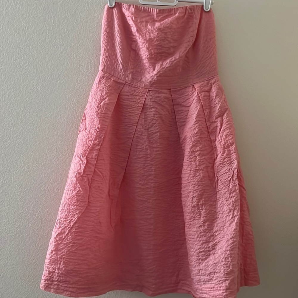 J. Crew 100% Cotton Strapless Lined Peach Colored Dress Size 2